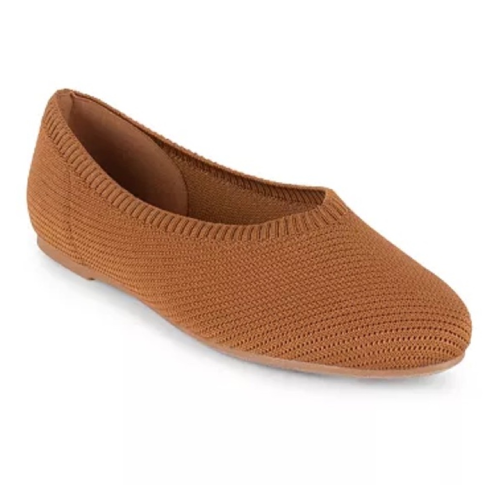 Tahari Martinique Knit Ballet Flats Cognac Slip-On‎ Size 6